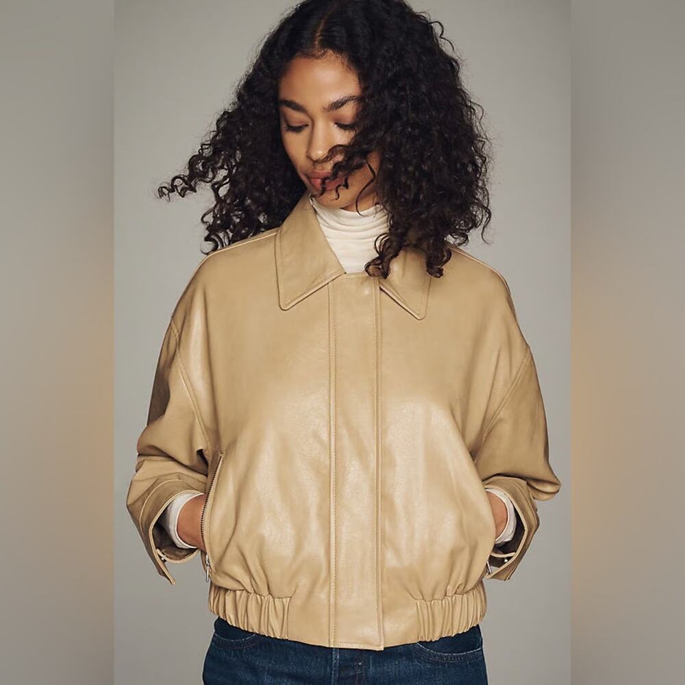 Maeve Faux leather Bomber Jacket - Picture 2 of 8